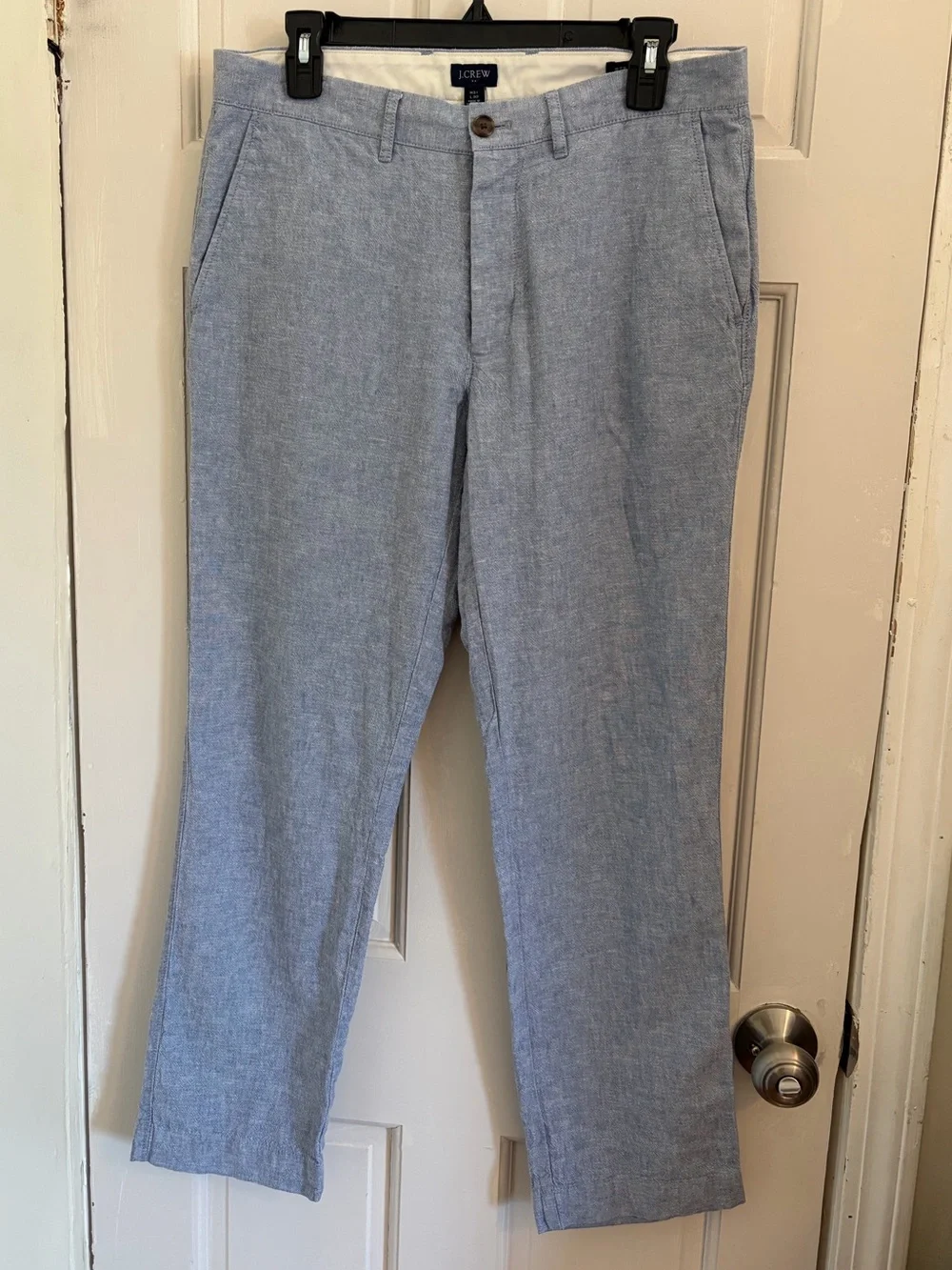 J. Crew Men's Linen Chino Pants Straight Leg Waist 31 Length 30 Light Blue